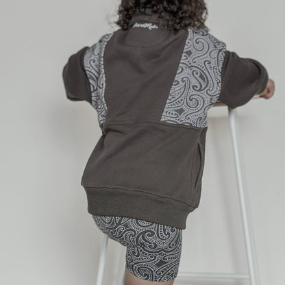 The wolf- Half zip Jumper- childrens - Dark steel