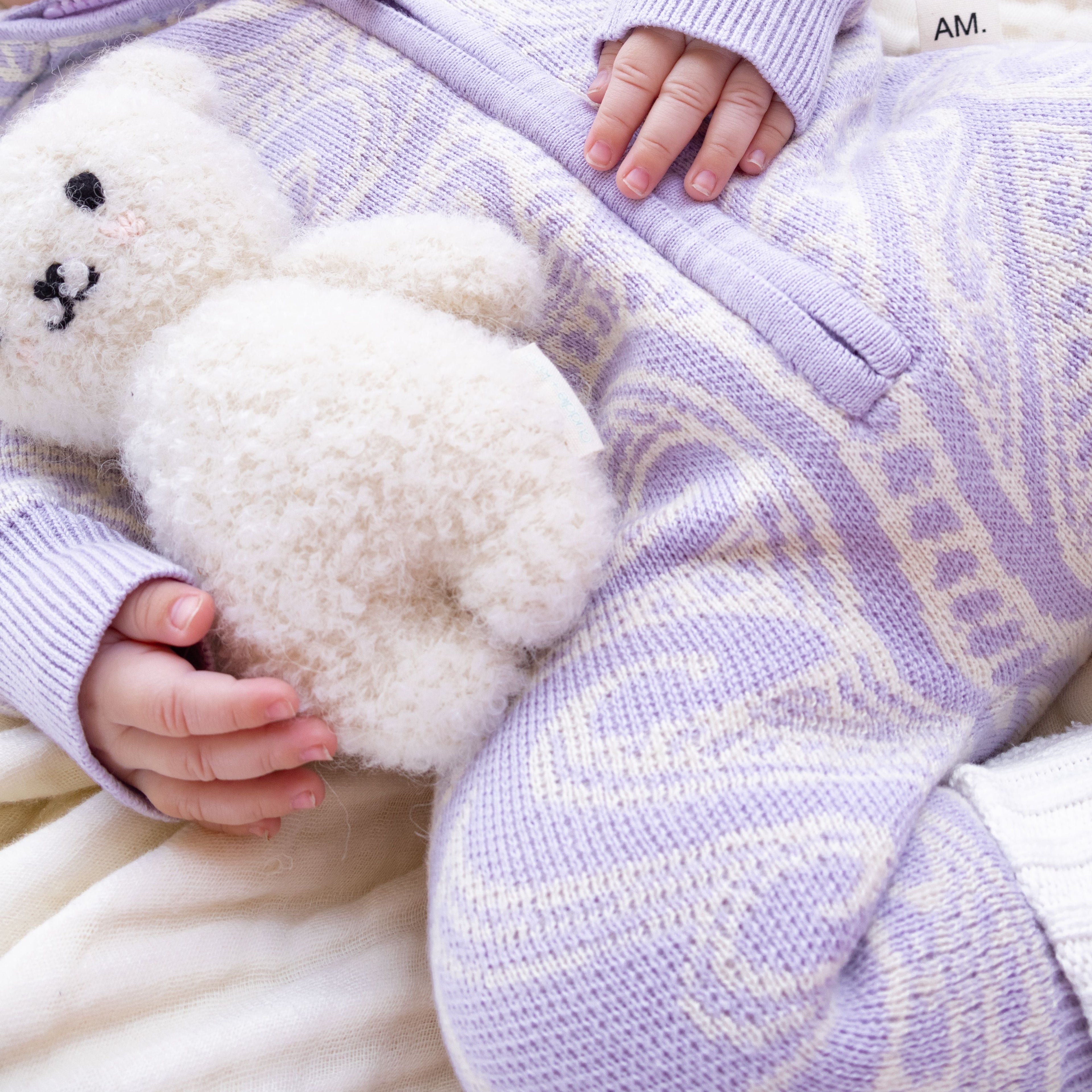 The wolf Sherpa hooded romper - Lavender