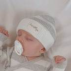 Basics ribbed knit beanie - Milk and mist stripe