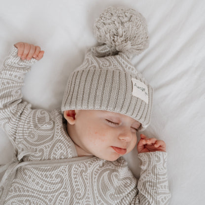 PREORDER-The wolf beanie - Pebble -PREORDER