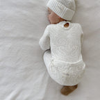 Basics ribbed knit leggings- The wolf- Oat milk - AwaMae