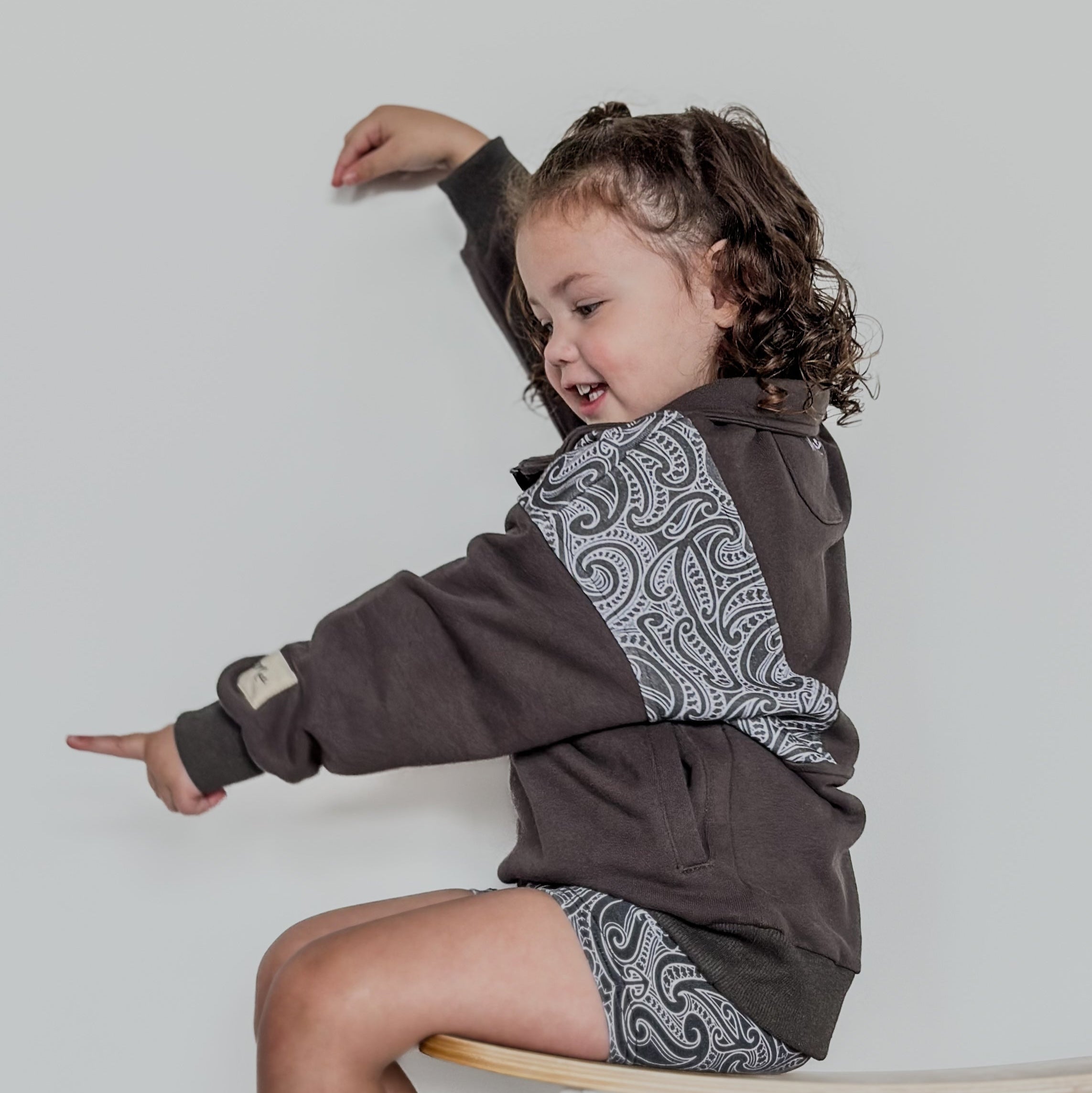 The wolf- Half zip Jumper- childrens - Dark steel