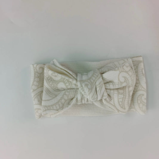 Basics Knitted bow headband- The wolf - Oat milk