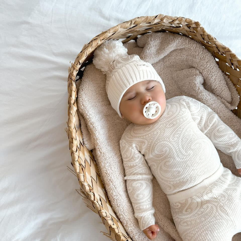 PREORDER Basics ribbed knit bodysuit- The wolf- oat milk PREORDER