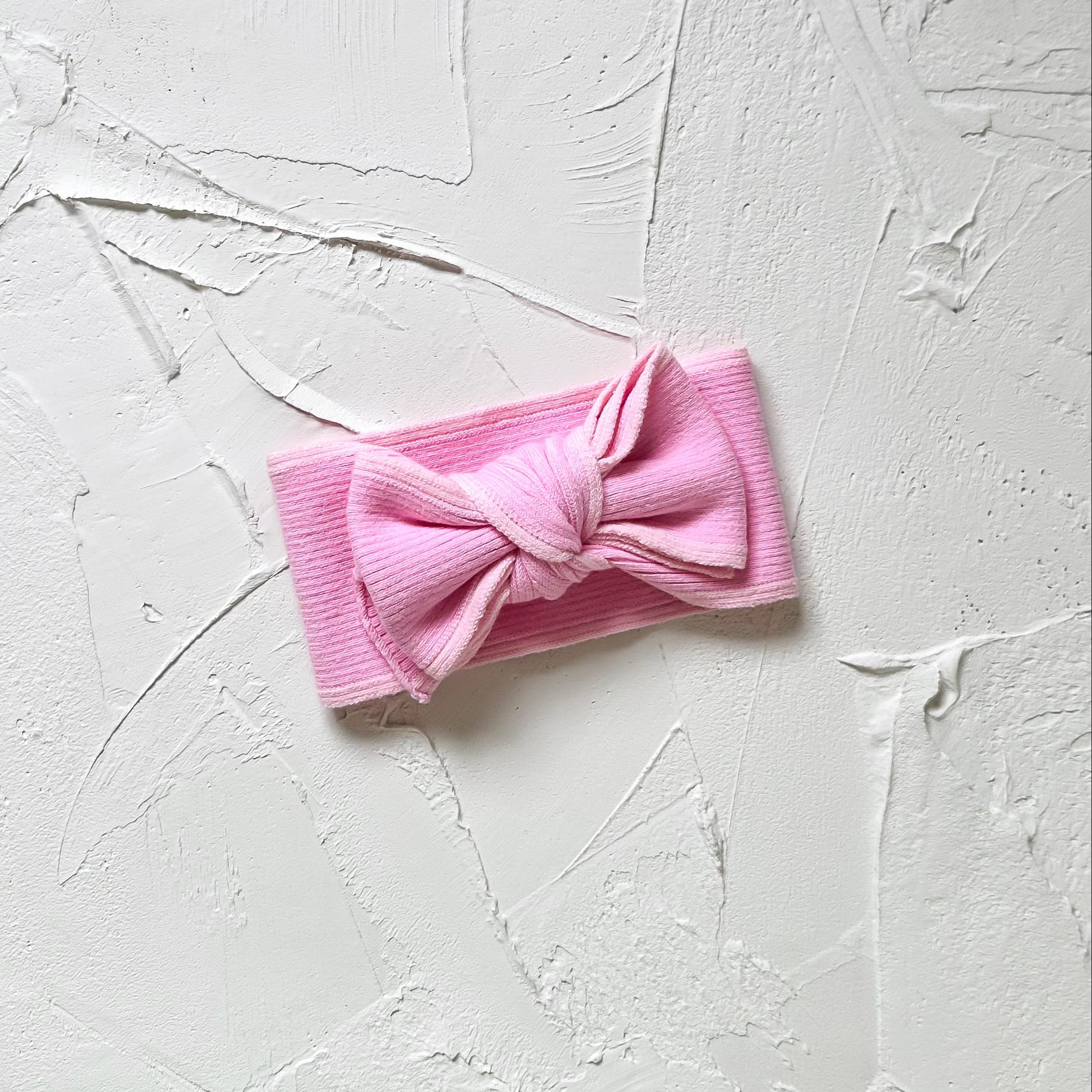Basics ribbed knit bow headband - Cherry blossom