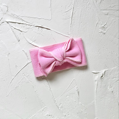 PRE ORDER Basics ribbed knit bow headband - Cherry blossom