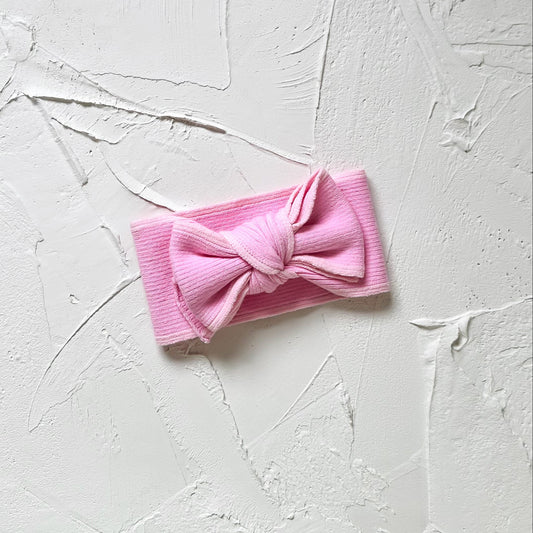 PRE ORDER Basics ribbed knit bow headband - Cherry blossom