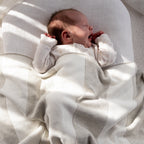 Knit blanket - Large stripes milk and mist