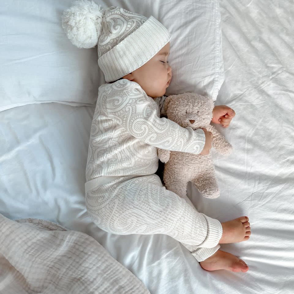 PREORDER Basics ribbed knit bodysuit- The wolf- oat milk PREORDER