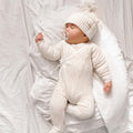 Basics ribbed knit Onesie- The wolf- oat milk.