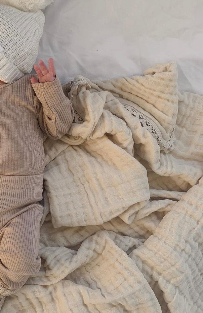 Cotton Gauze swaddle blanket - Beige- Preorder - AwaMae