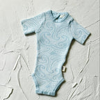 Basics ribbed knit bodysuit short sleeve- The Wolf -Sky