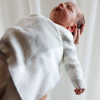 Knit blanket - Large stripes milk and mist