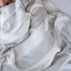 Knit blanket - Large stripes milk and mist