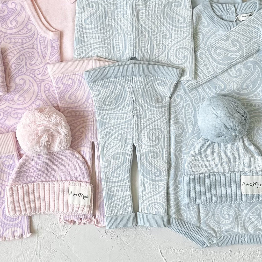 Basics ribbed knit leggings- The wolf- Sky