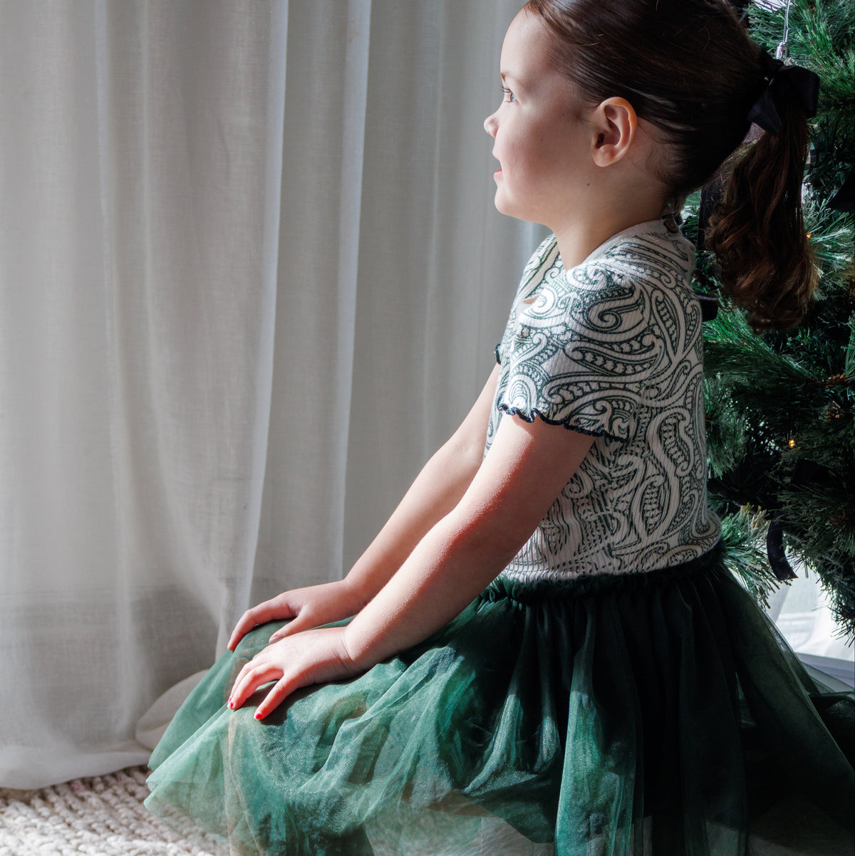 PREORDER - Christmas Tulle Dress - The wolf - Green -PREORDER