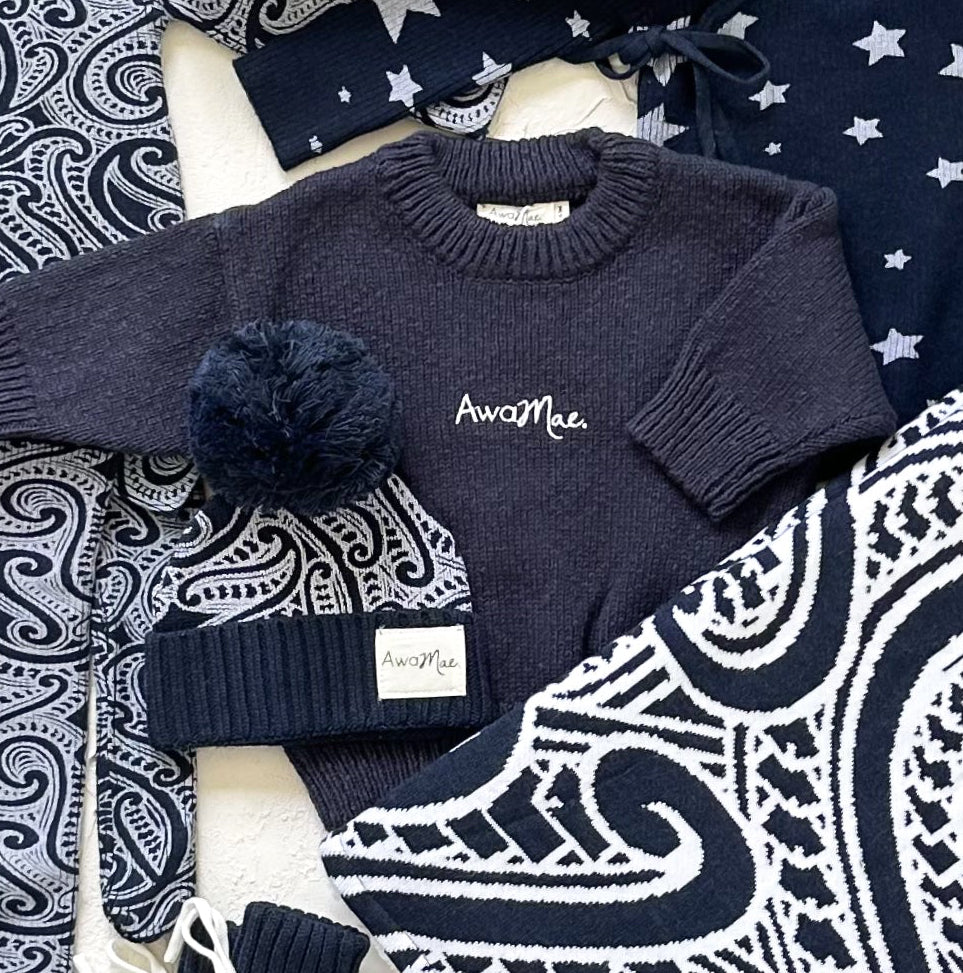 Textured Cotton Jumper - Midnight