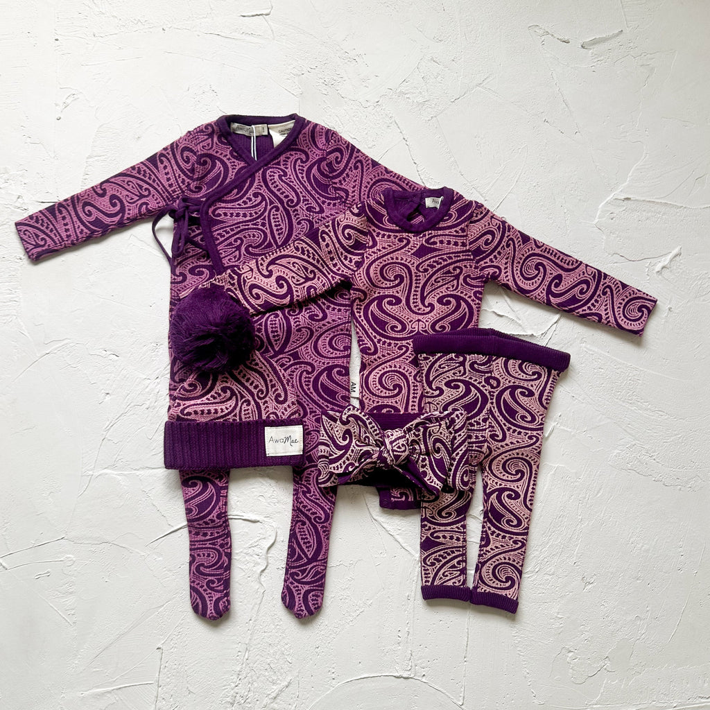 Basics ribbed knit bodysuit- The wolf- Plum SECONDS