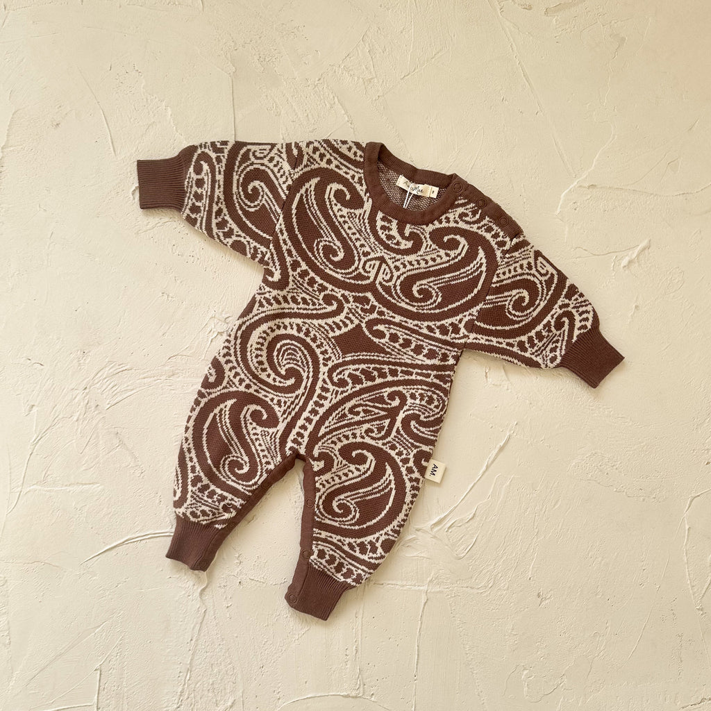 knit Romper - The wolf - Walnut