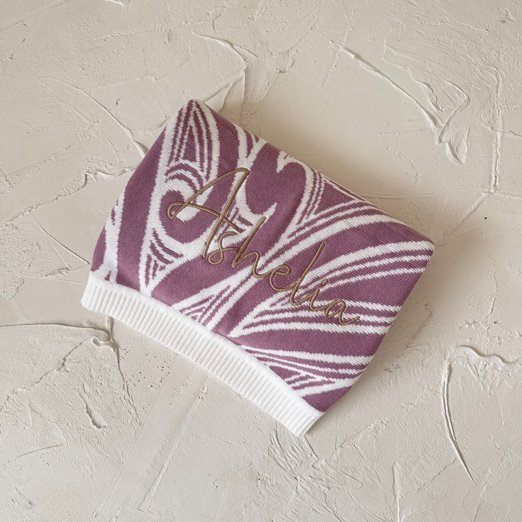 Te aroha o te mātua - The love of a parent- Knitted pēpi blanket- Mauve