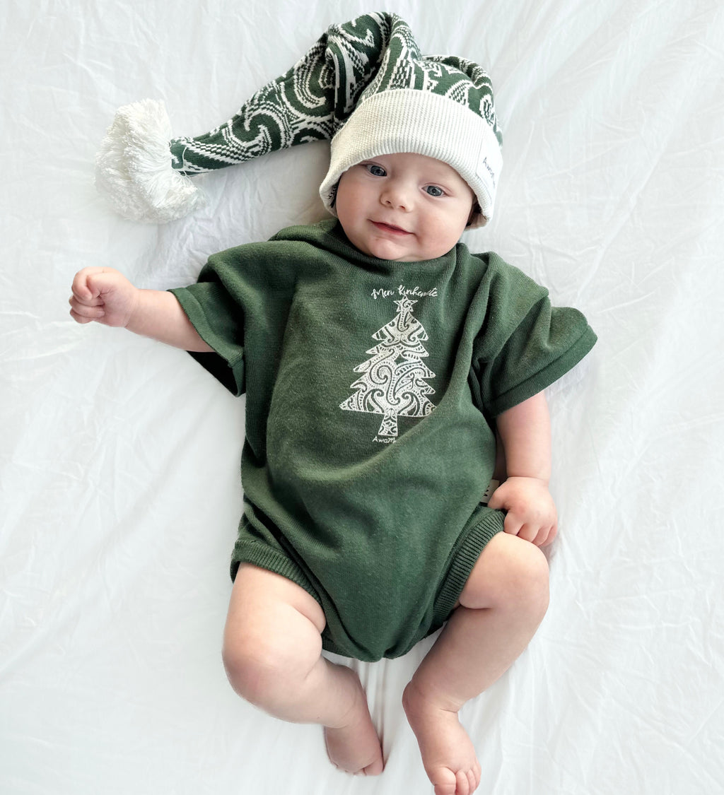 PREORDER - Meri Kirihimete Tee Romper - The Wolf - Green - PREORDER