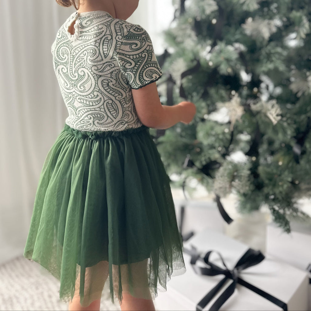 PREORDER - Christmas Tulle Dress - The wolf - Green -PREORDER