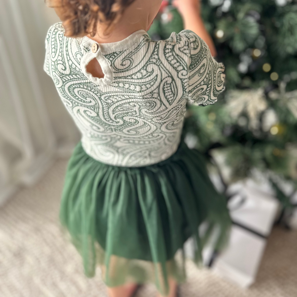 PREORDER - Christmas Tulle Dress - The wolf - Green -PREORDER