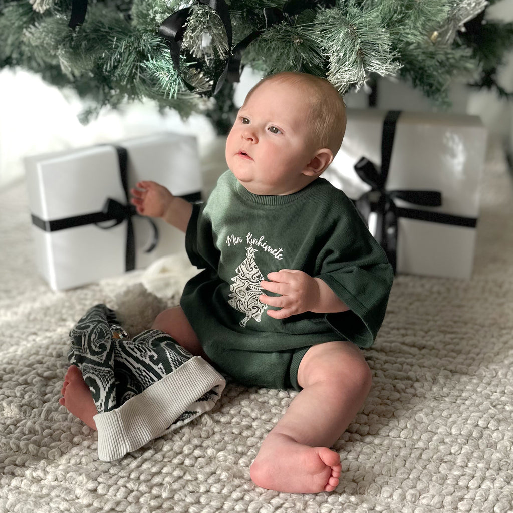 PREORDER - Meri Kirihimete Tee Romper - The Wolf - Green - PREORDER