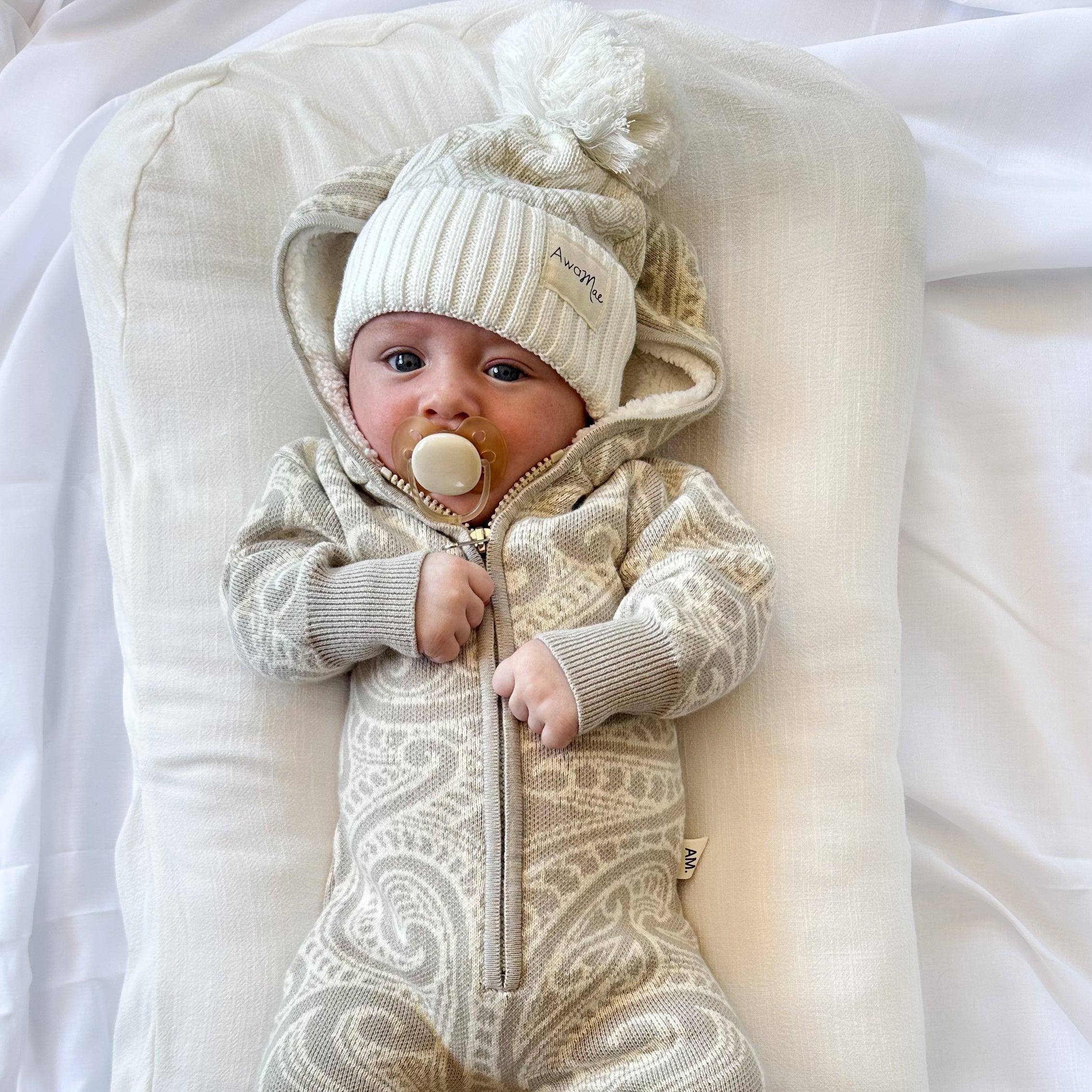 Winter baby hooded romper - zip up Māori baby / pēpi romper | AwaMae