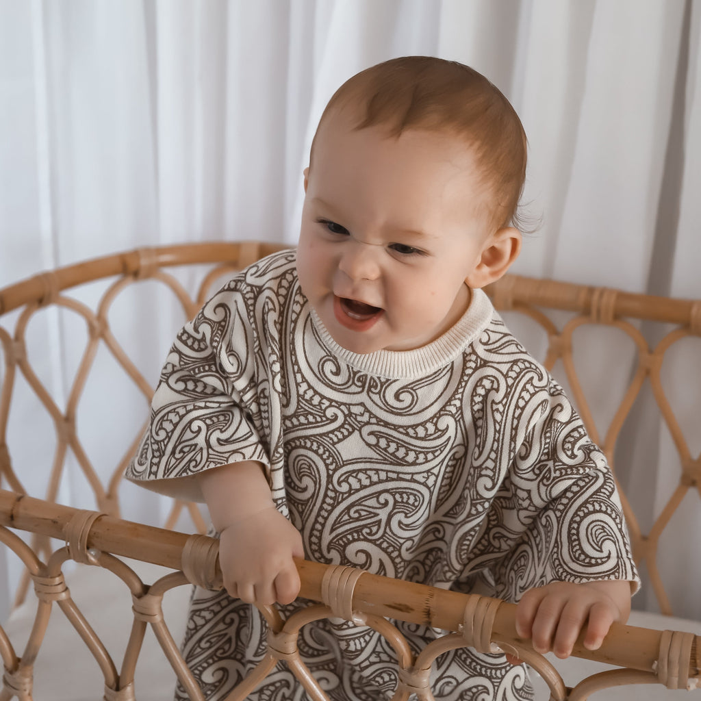 Knitted Tee Romper - The Wolf - Sable