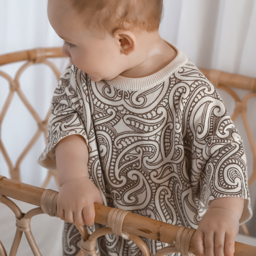 Knitted Tee Romper - The Wolf - Sable