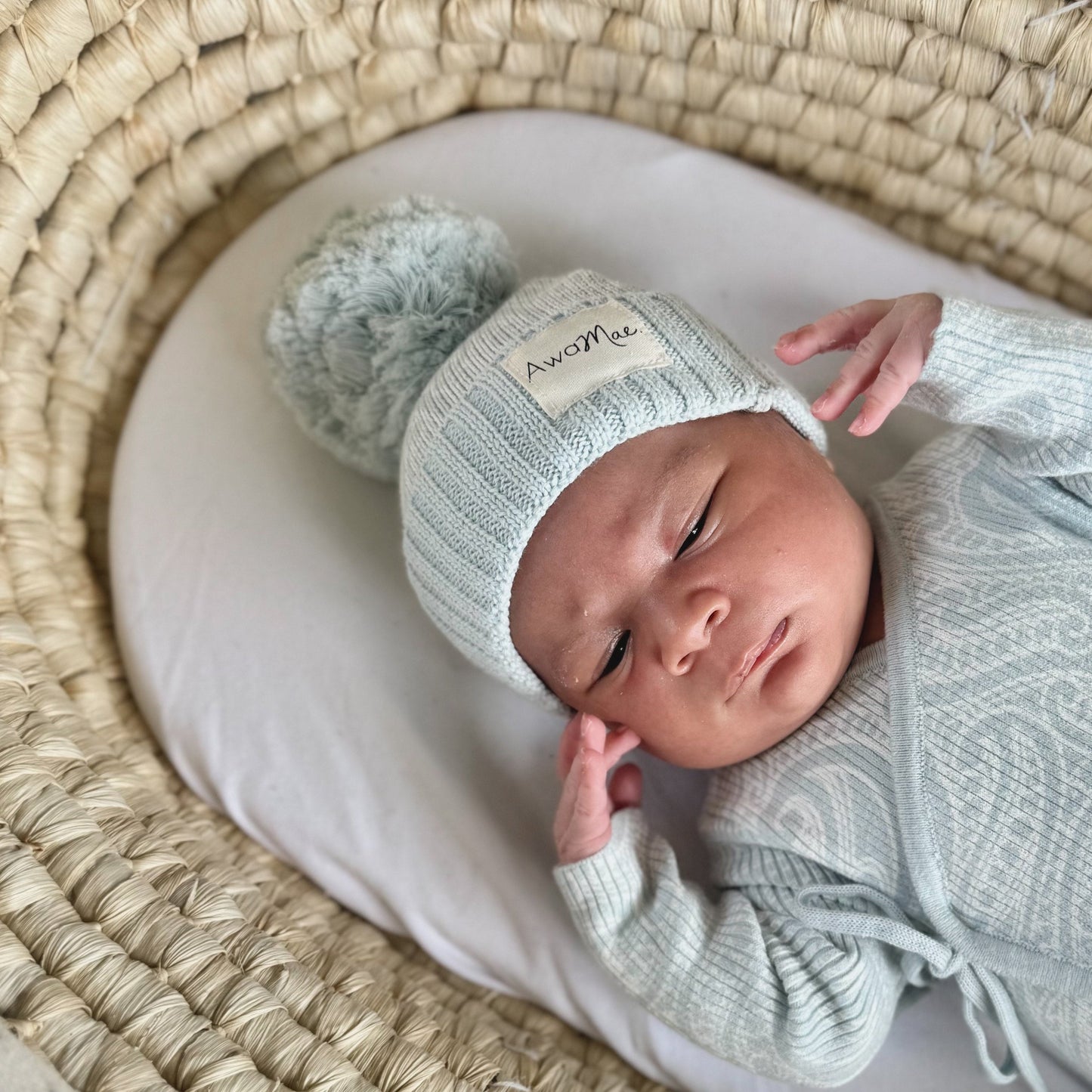 Basics ribbed knit Onesie- The wolf- Sky