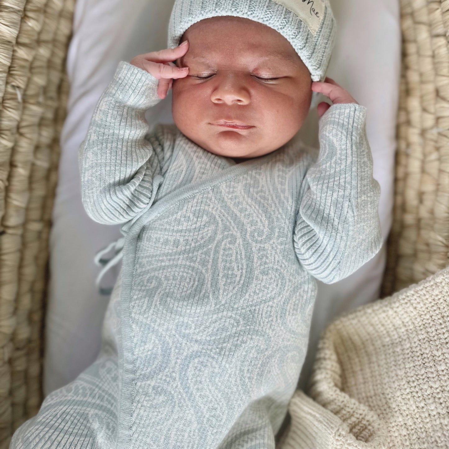 Basics ribbed knit Onesie- The wolf- Sky