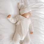 Basics ribbed knit Onesie- The wolf- oat milk.