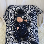 Basics ribbed knit onesie- Midnight Stars