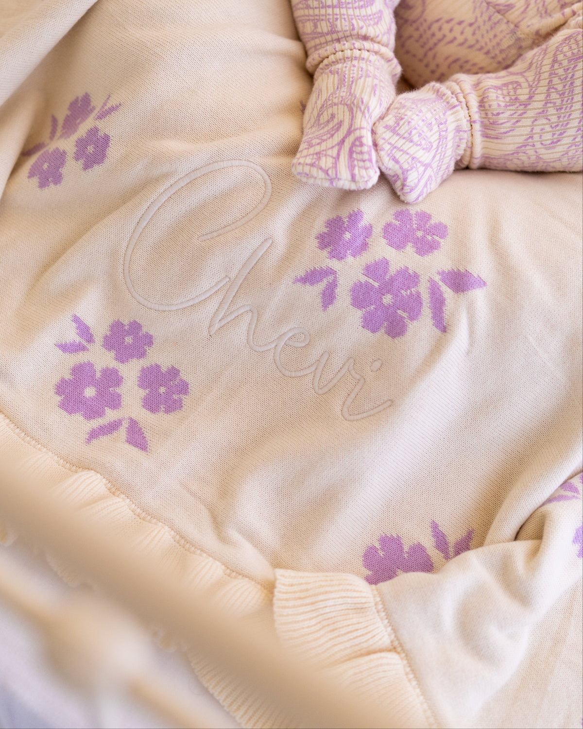 Frill Knit Blanket - Dahlia Floral
