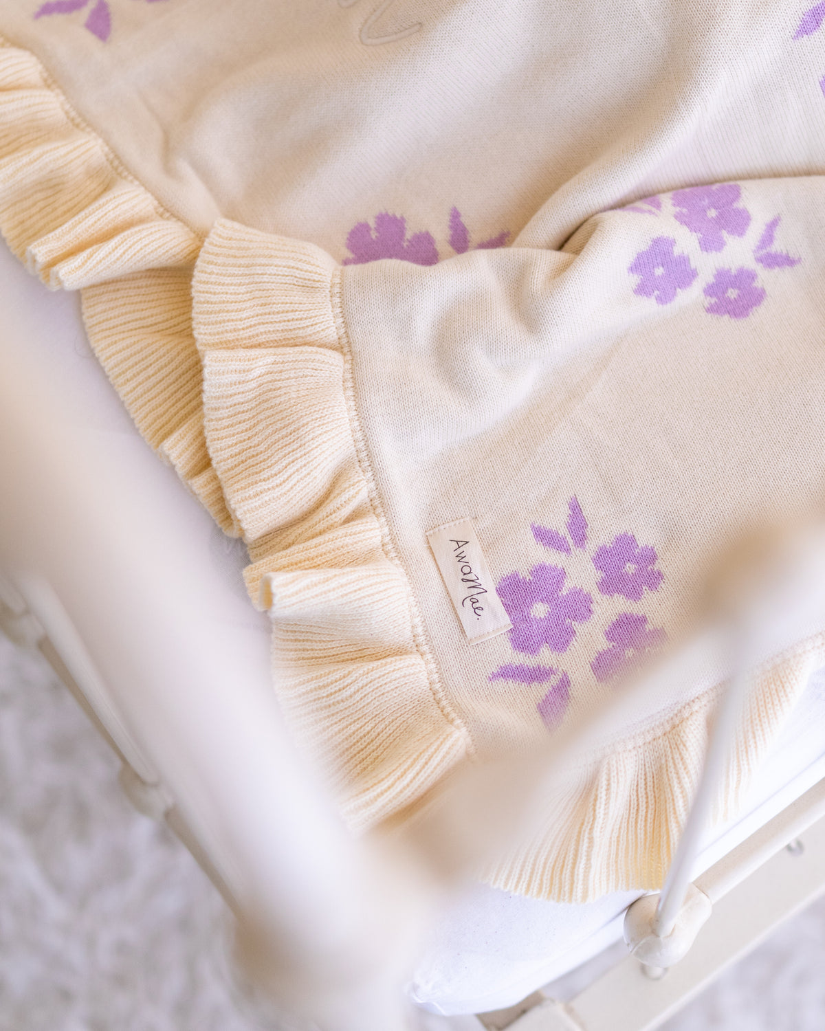 Frill Knit Blanket - Dahlia Floral