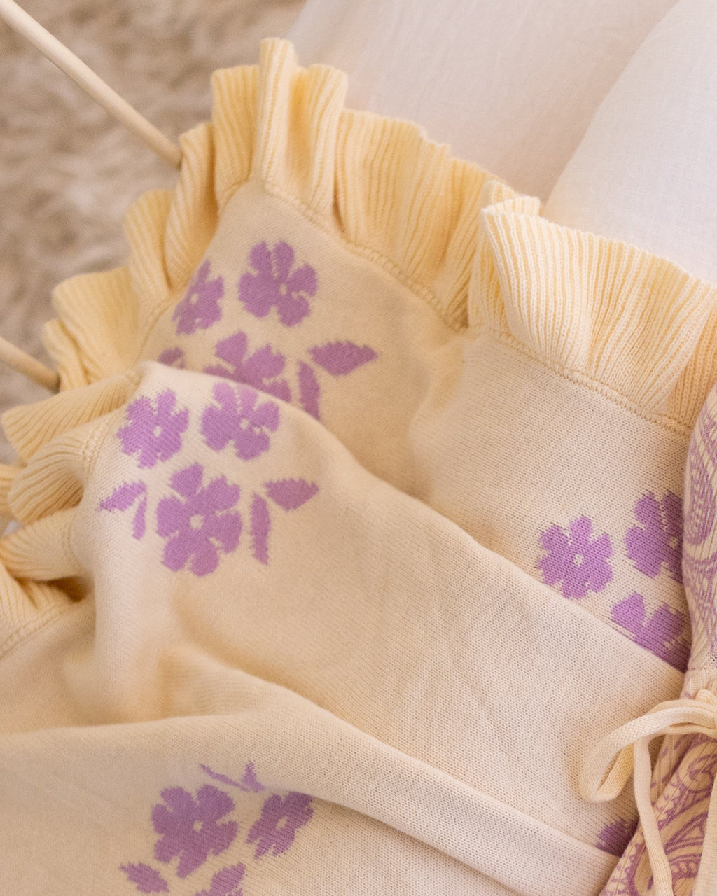 Frill Knit Blanket - Dahlia Floral