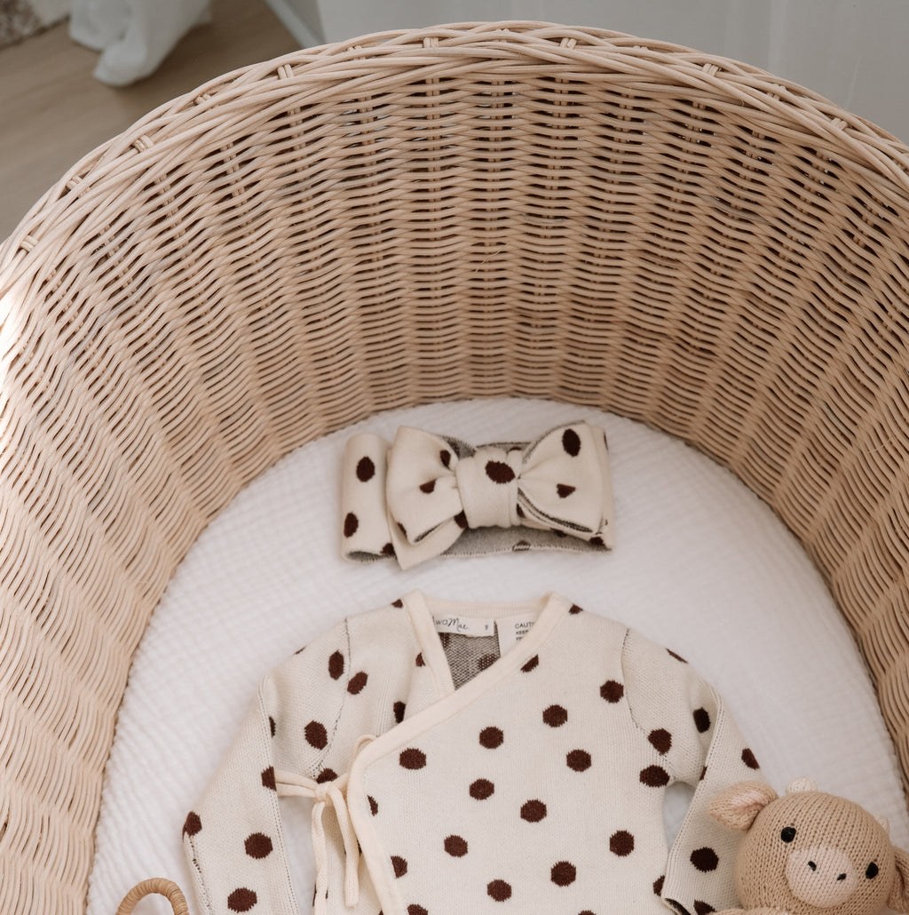 Knit headband - polka dots- Chocolate brown