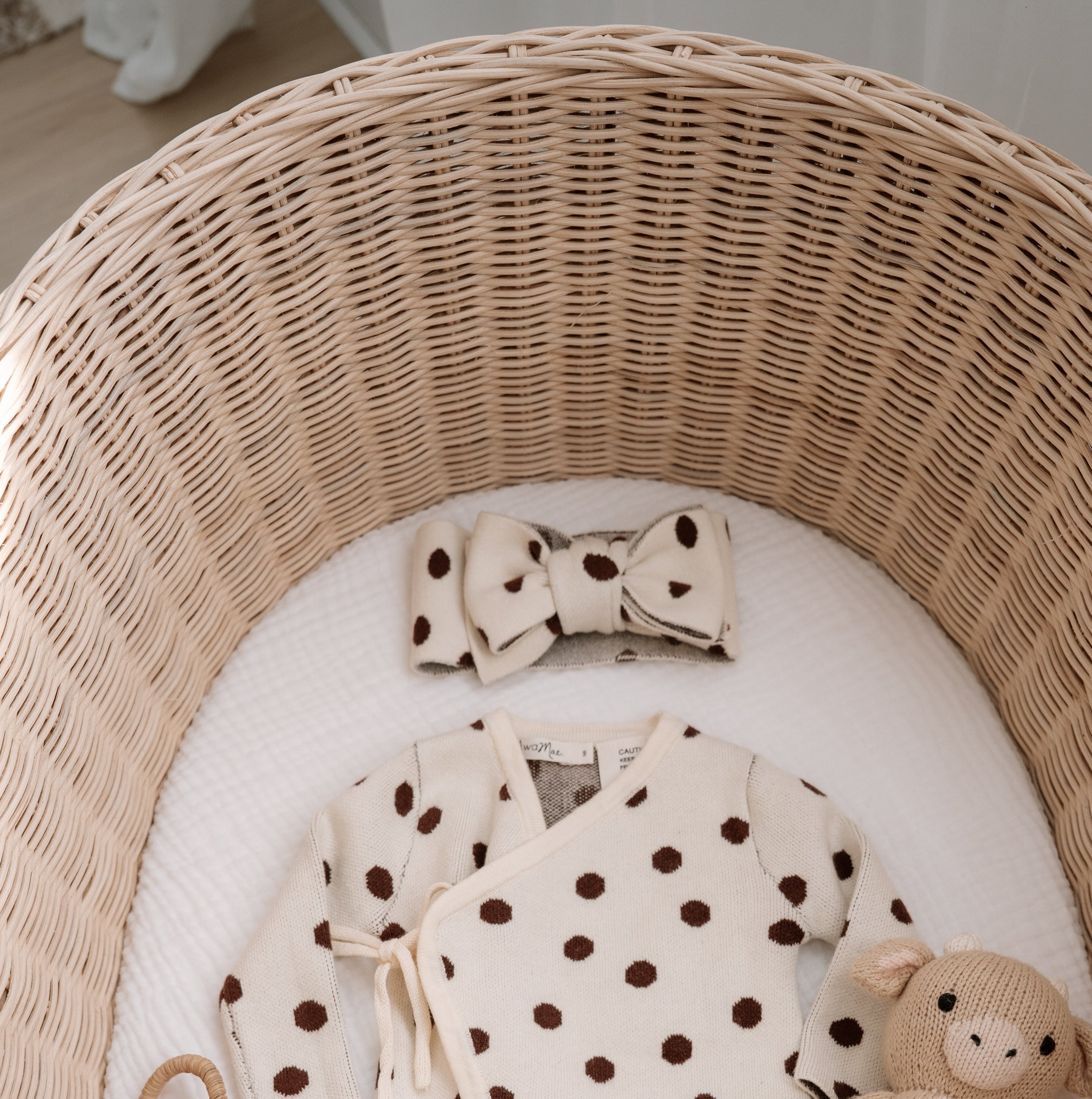 Knit headband - polka dots- Chocolate brown