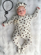 Basics knit onesie- Polkadot - chocolate brown
