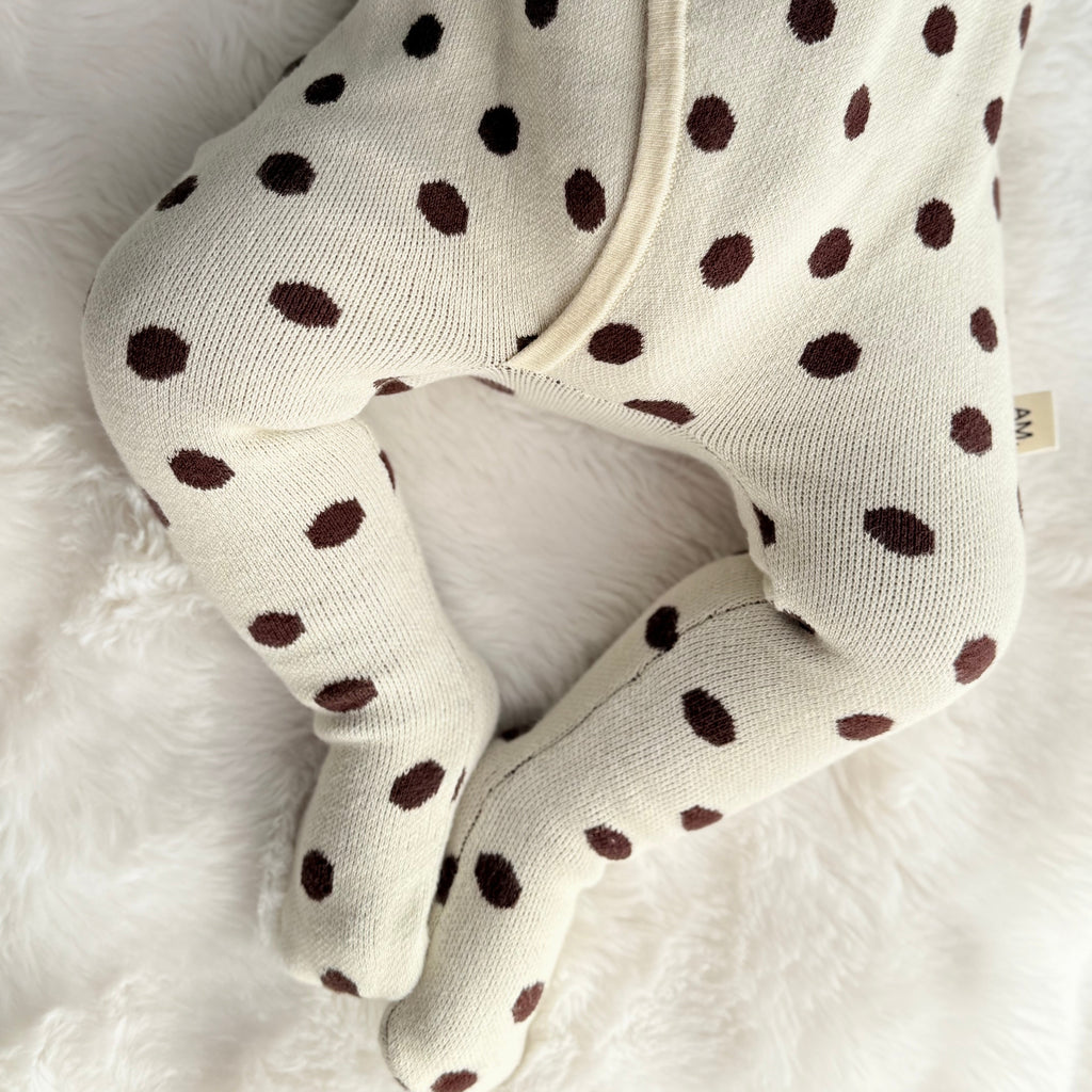 Basics knit onesie- Polkadot - chocolate brown