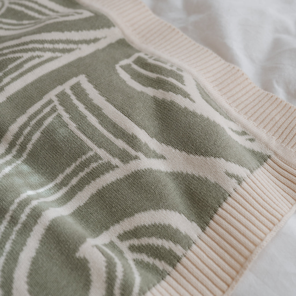 PREORDER Te aroha o te mātua - The love of a parent- Knitted pēpi blanket- sage green PREORDER
