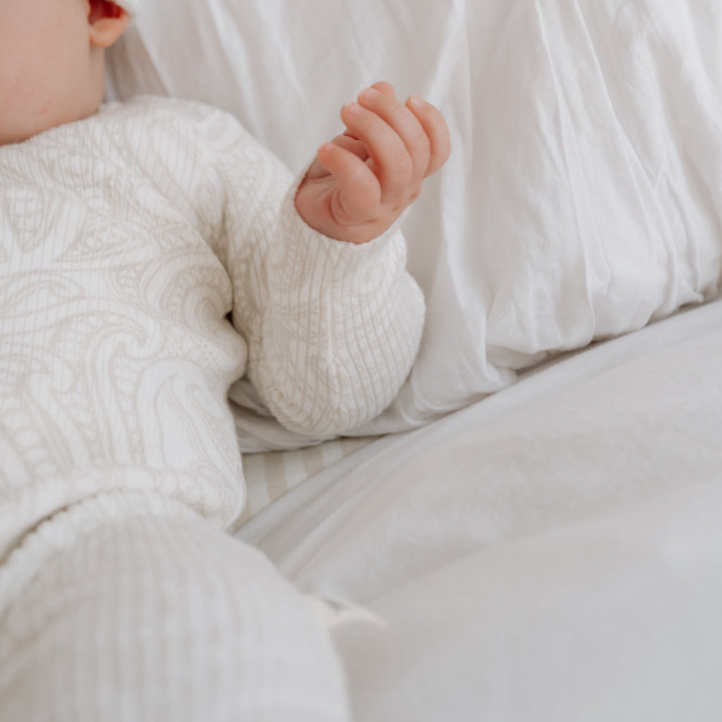 Basics ribbed knit Onesie- The wolf- oat milk.