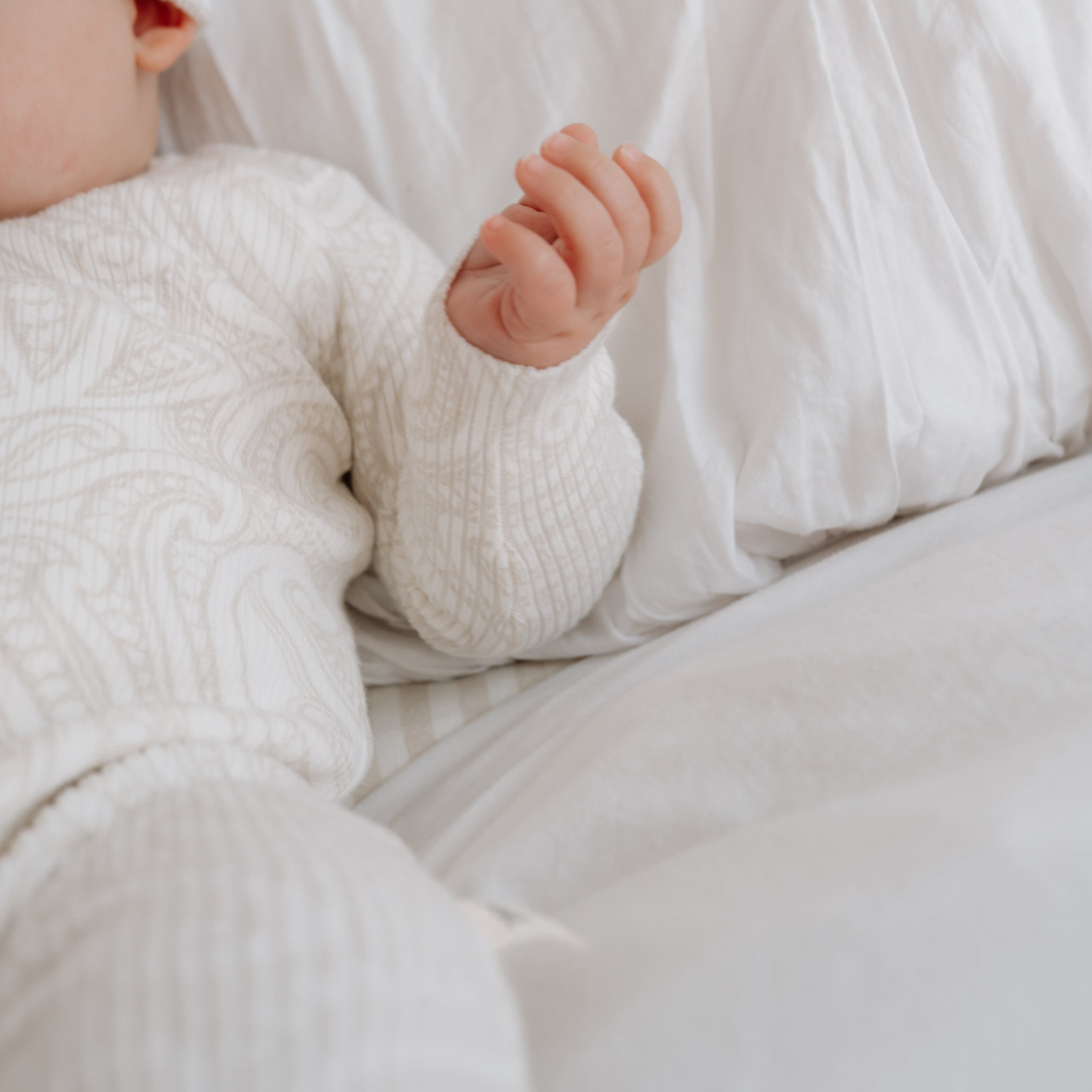 Basics ribbed knit Onesie- The wolf- oat milk.