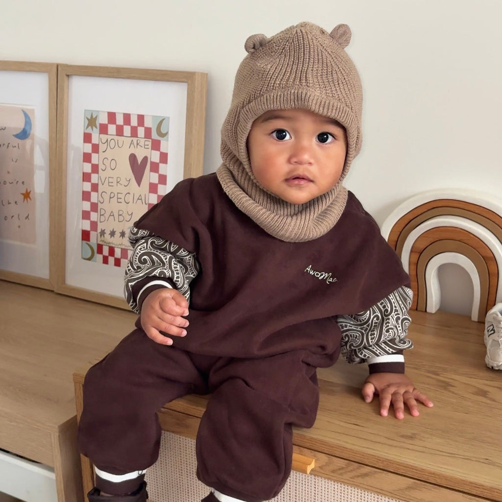 The wolf cosy suit - Chocolate brown