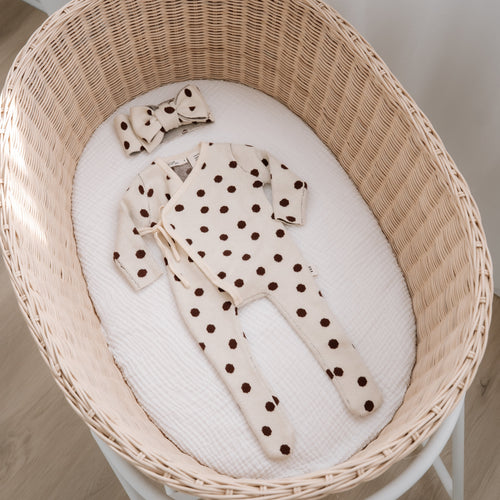 Basics knit onesie- Polkadot - chocolate brown