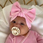 Basics ribbed knit bow headband - Cherry blossom
