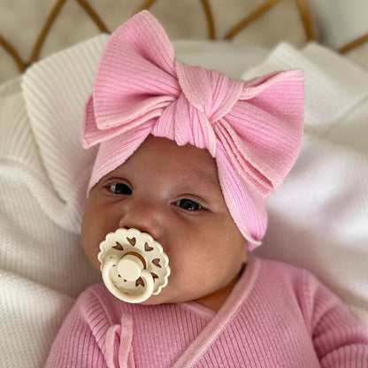 PRE ORDER Basics ribbed knit bow headband - Cherry blossom