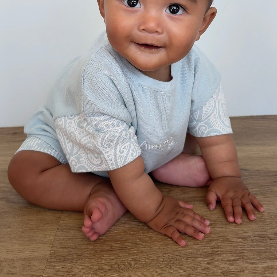 Basics knitted oversized tee - The wolf - Sky